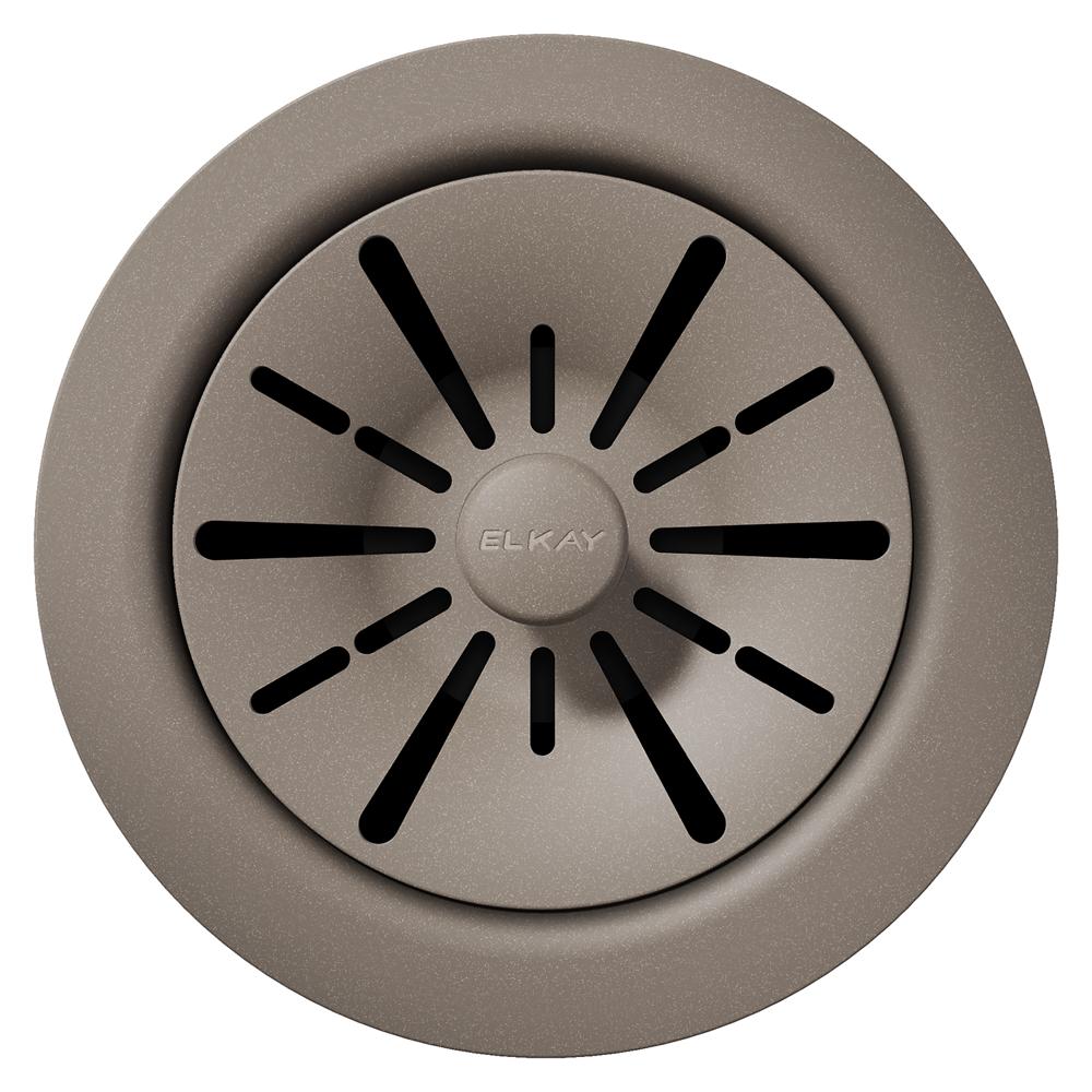 Elkay Quartz Perfect Drain 3-1/2" Polymer Disposer Flange with Removable Basket Strainer and Rubber Stopper Silvermist LKPDQD1SM