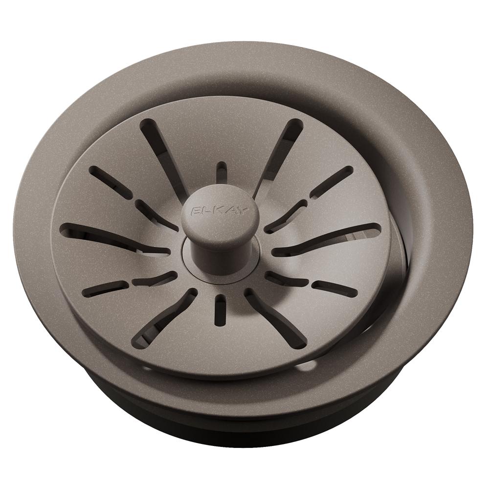 Elkay Quartz Perfect Drain 3-1/2" Polymer Disposer Flange with Removable Basket Strainer and Rubber Stopper Silvermist LKPDQD1SM