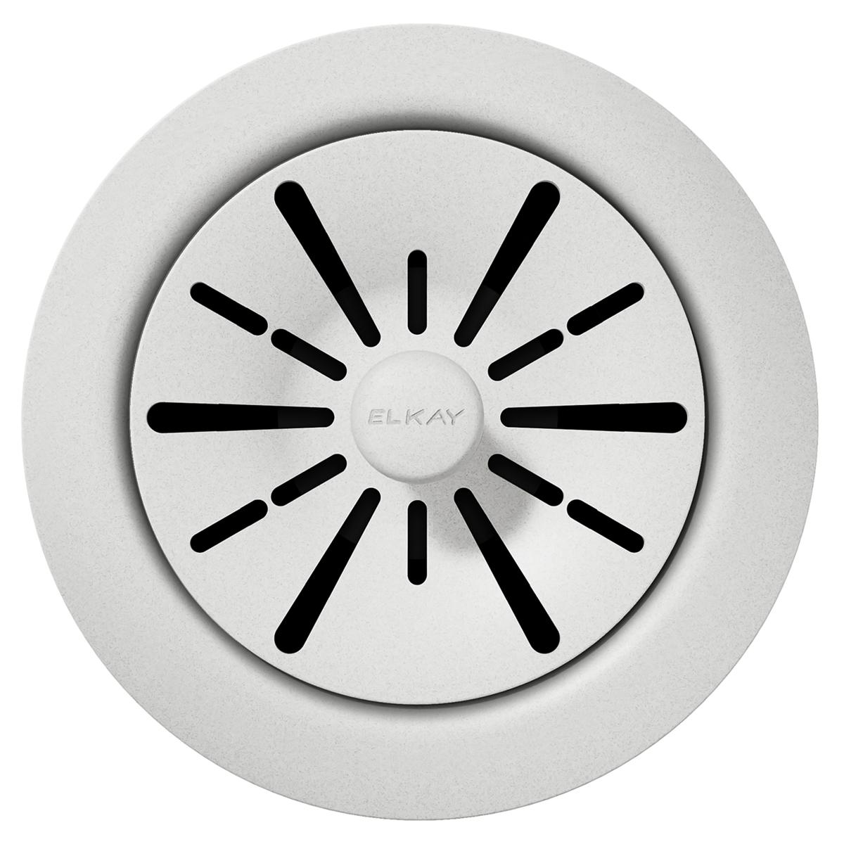 Elkay Quartz Perfect Drain 3-1/2" Polymer Disposer Flange with Removable Basket Strainer and Rubber Stopper White LKPDQD1WH