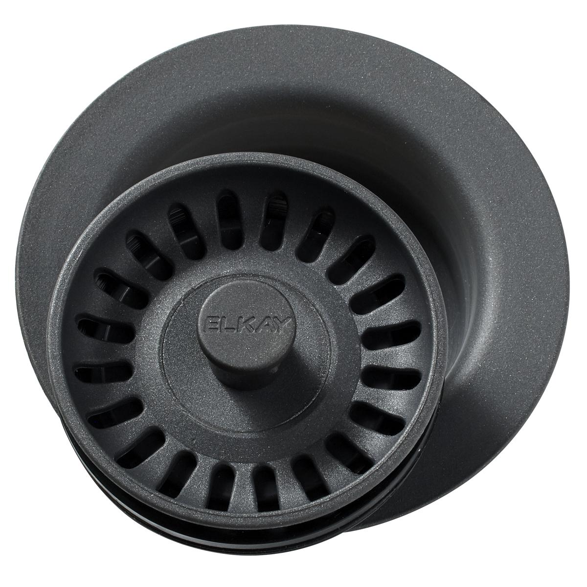 Elkay Polymer 3-1/2" Disposer Flange with Removable Basket Strainer and Rubber Stopper Charcoal LKQD35CH