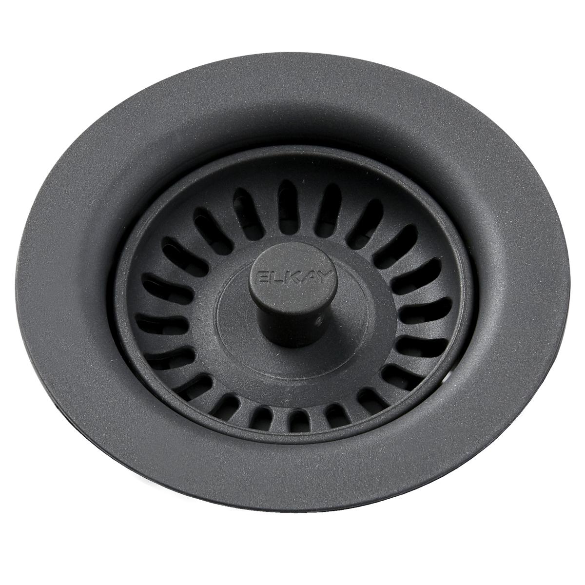 Elkay Polymer Drain Fitting with Removable Basket Strainer and Rubber Stopper Charcoal LKQS35CH