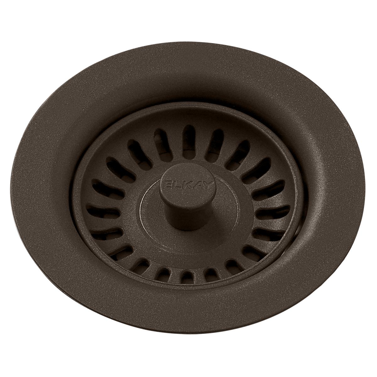 Elkay Polymer Drain Fitting with Removable Basket Strainer and Rubber Stopper Chestnut LKQS35CN