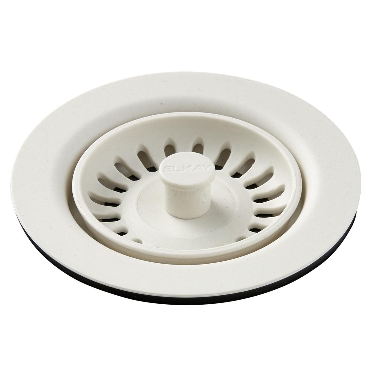 Elkay Polymer Drain Fitting with Removable Basket Strainer and Rubber Stopper Parchment LKQS35PA