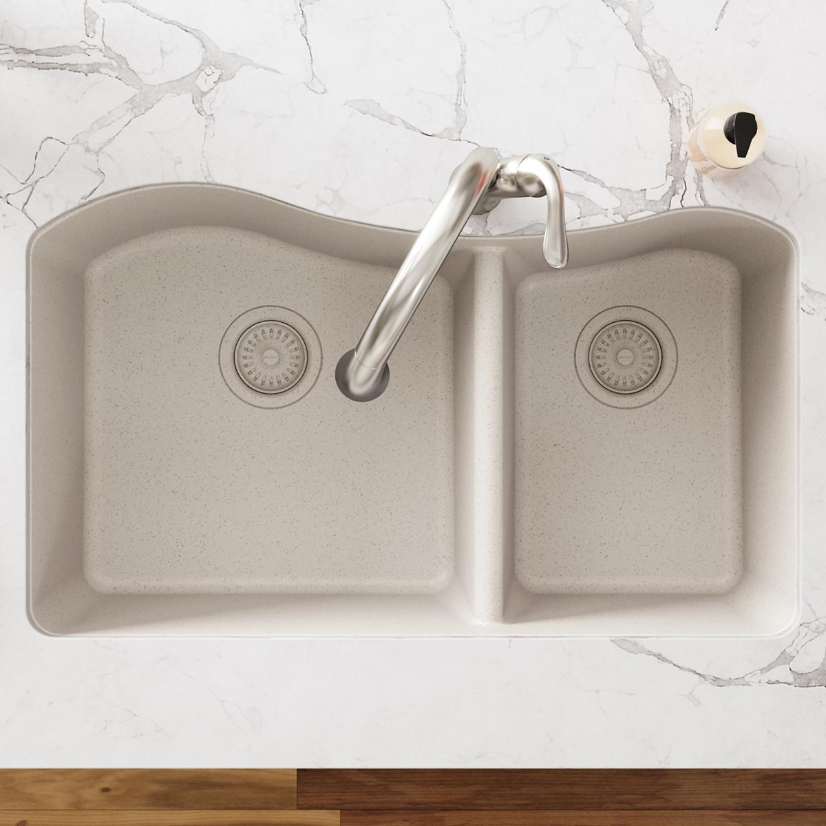 Elkay Polymer Drain Fitting with Removable Basket Strainer and Rubber Stopper Parchment LKQS35PA
