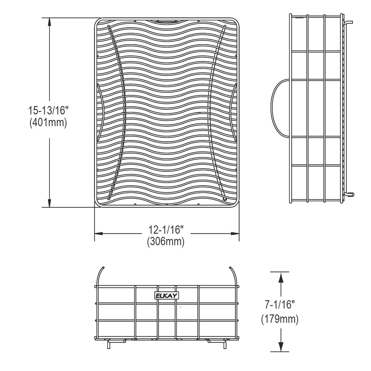 Elkay Stainless Steel 12-1/16" x 15-13/16" x 7-1/16" Rinsing Basket LKWRB1518SS