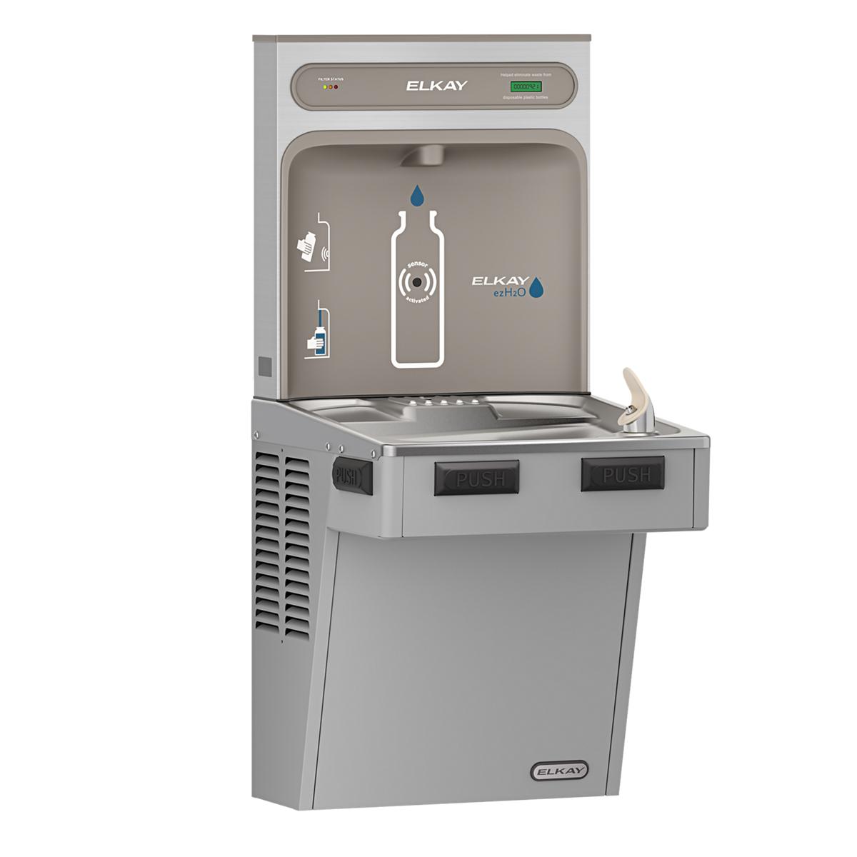 Elkay ezH2O Bottle Filling Station with Mechanically Activated Single ADA Cooler Filtered Refrigerated Light LMABF8WSLK