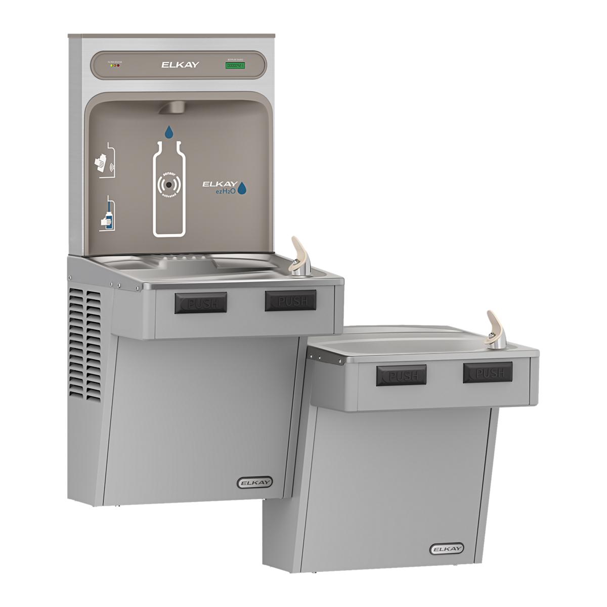 Elkay ezH2O Bottle Filling Station with Mechanically Activated Bi-Level ADA Cooler Filtered Refrigerated Light LMABFTL8WSLK