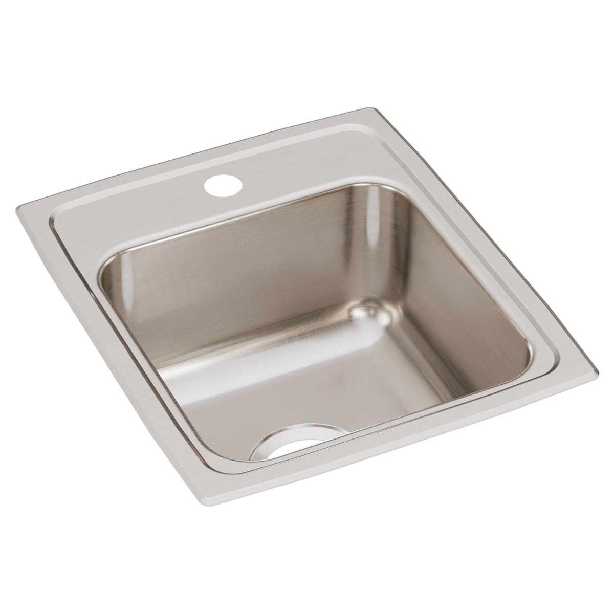 Elkay Lustertone Classic Stainless Steel 15" x 17-1/2" x 7-5/8", 1-Hole Single Bowl Drop-in Bar Sink LR15171