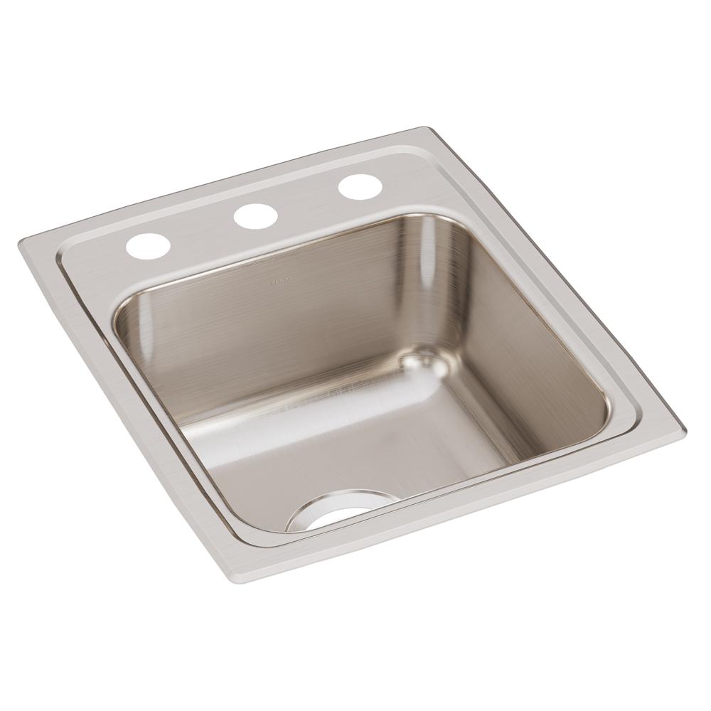 Elkay 18 Gauge Stainless Steel 15" x 17.5" x 7.625" Single Bowl Top Mount Kitchen Sink LRQ15173