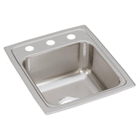 Elkay Lustertone Classic Stainless Steel 15" x 17-1/2" x 7-5/8", 3-Hole Single Bowl Drop-in Bar Sink LR15173