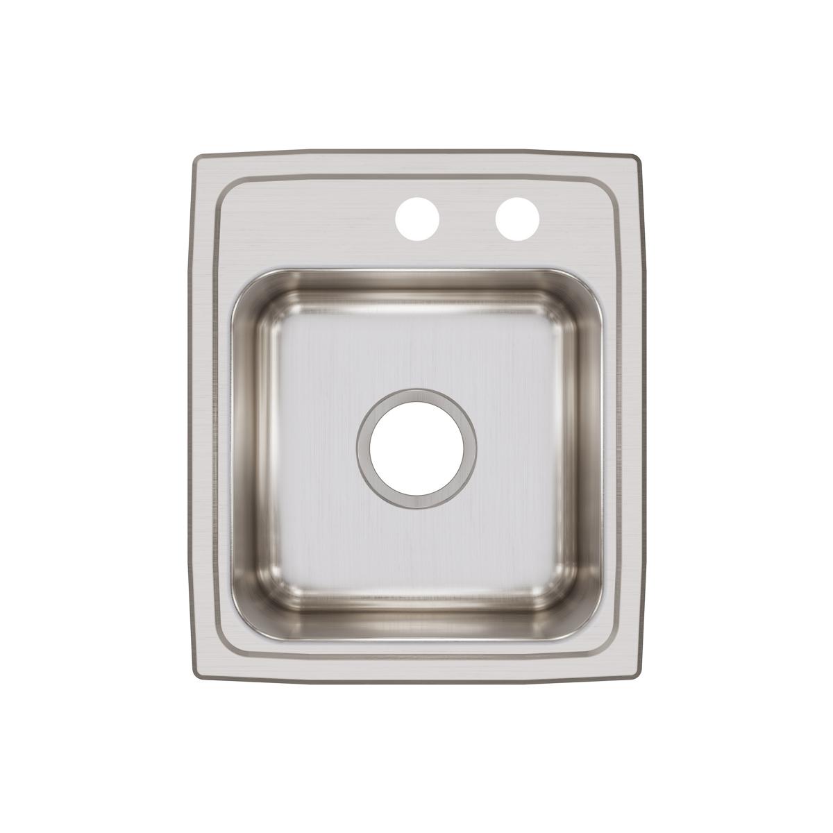 Elkay Lustertone Classic Stainless Steel 15" x 17-1/2" x 7-5/8", MR2-Hole Single Bowl Drop-in Bar Sink LR1517MR2