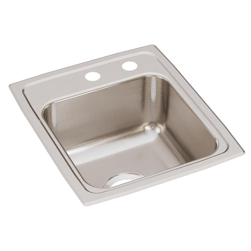 Elkay Lustertone Classic Stainless Steel 15" x 17-1/2" x 7-5/8", MR2-Hole Single Bowl Drop-in Bar Sink LR1517MR2