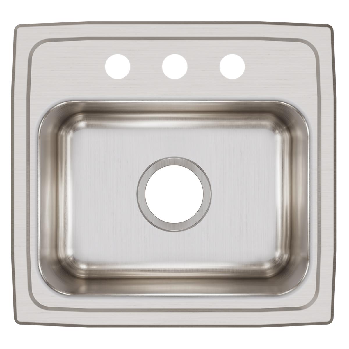 Elkay Lustertone Classic Stainless Steel 17" x 16" x 7-5/8", 3-Hole Single Bowl Drop-in Sink LR17163