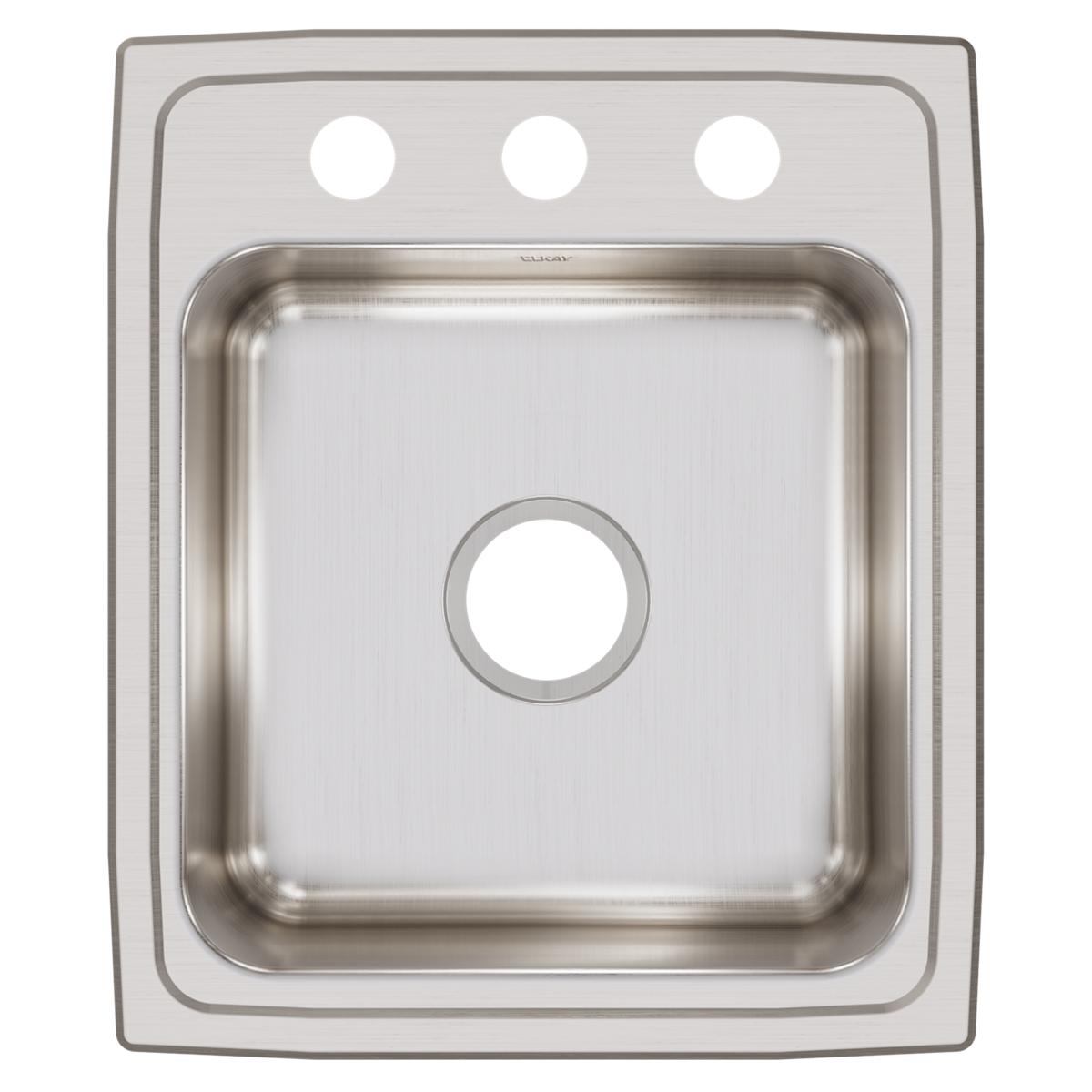 Elkay Lustertone Classic Stainless Steel 17" x 20" x 7-5/8", 3-Hole Single Bowl Drop-in Sink LR17203