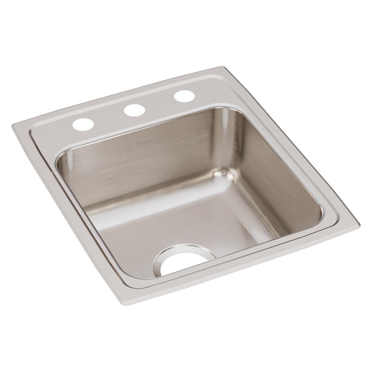 Elkay Lustertone Classic Stainless Steel 17" x 20" x 7-5/8", 3-Hole Single Bowl Drop-in Sink LR17203