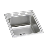 Elkay Lustertone Classic Stainless Steel 17" x 22" x 7-5/8", 3-Hole Single Bowl Drop-in Sink with Perfect Drain LR1722PD3