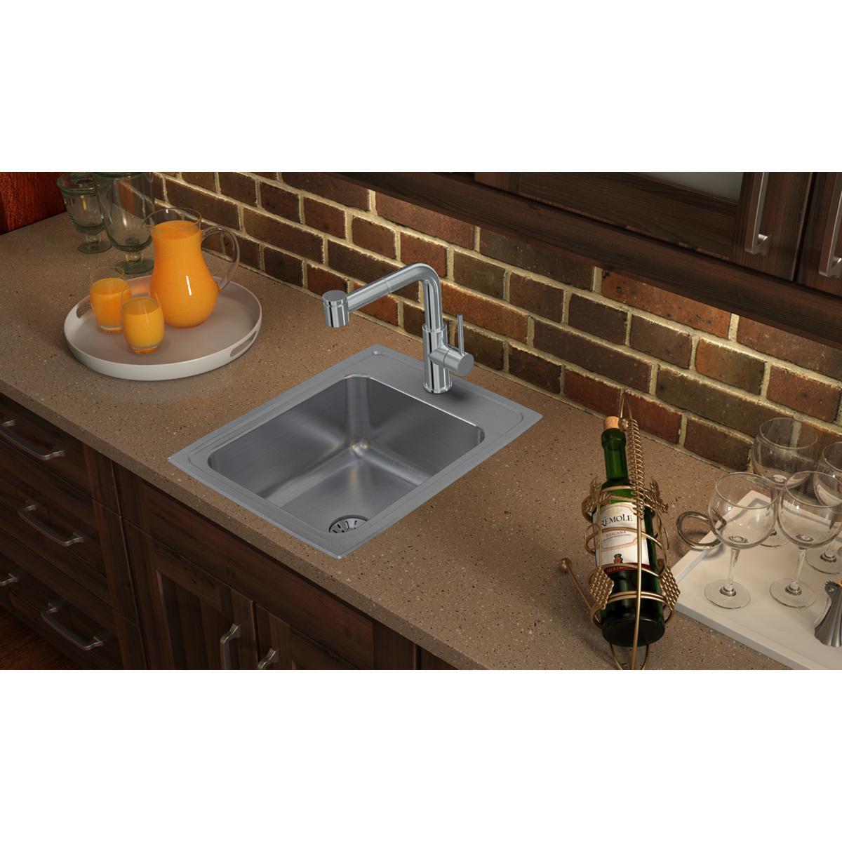 Elkay Lustertone Classic Stainless Steel 17" x 22" x 7-5/8", 3-Hole Single Bowl Drop-in Sink with Perfect Drain LR1722PD3