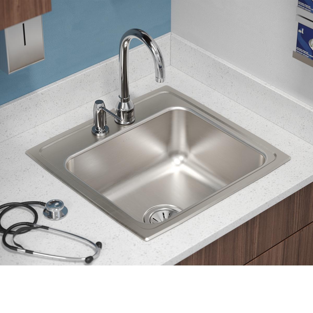 Elkay Lustertone Classic Stainless Steel 19-1/2" x 19" x 7-1/2", 2-Hole Single Bowl Drop-in Sink LR19192