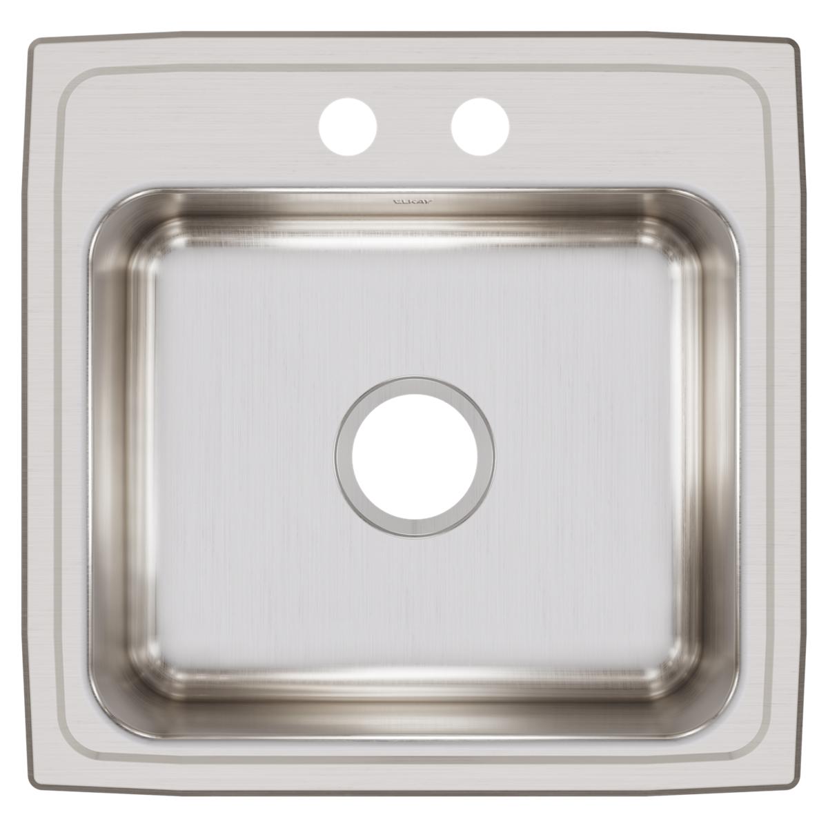 Elkay Lustertone Classic Stainless Steel 19-1/2" x 19" x 7-1/2", 2-Hole Single Bowl Drop-in Sink LR19192