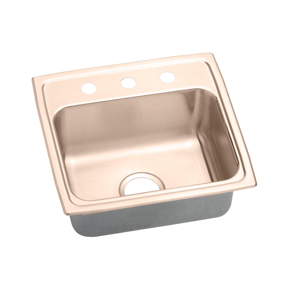 Elkay CuVerro Antimicrobial Copper 19-1/2" x 19" x 7-1/2", Single Bowl Drop-in Sink LR19193-CU