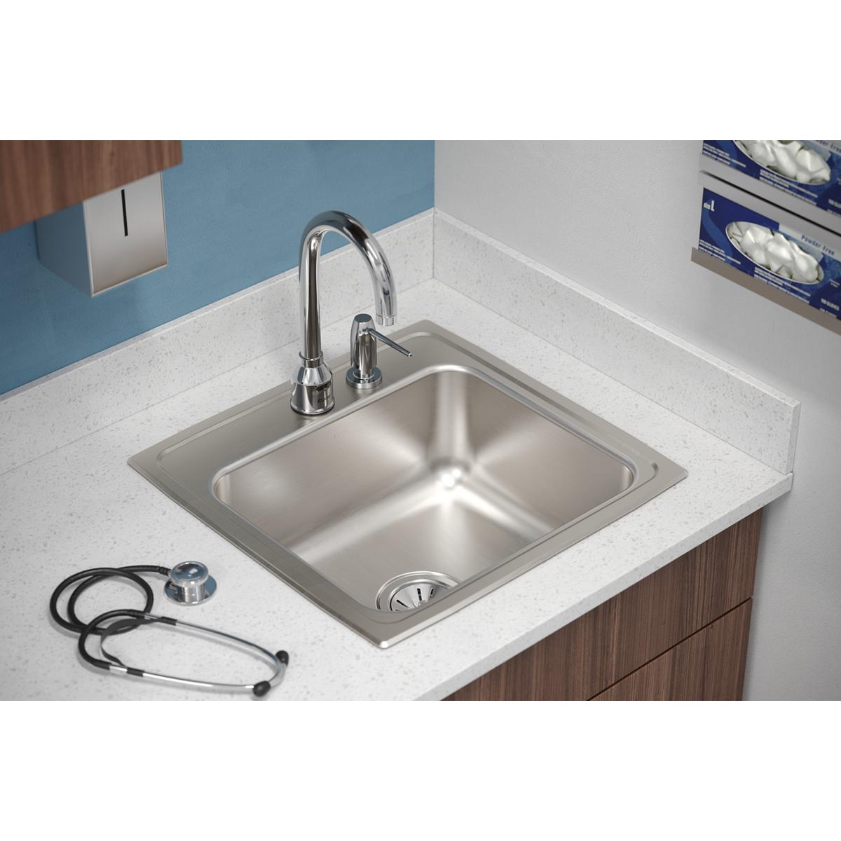 Elkay Lustertone Classic Stainless Steel 19-1/2" x 19" x 7-1/2", MR2-Hole Single Bowl Drop-in Sink LR1919MR2