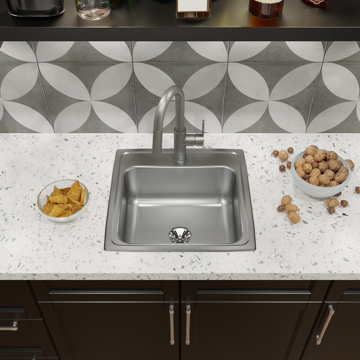 Elkay Lustertone Classic Stainless Steel 19-1/2" x 19" x 7-1/2", Single Bowl Drop-in Sink with Perfect Drain LR1919PD1
