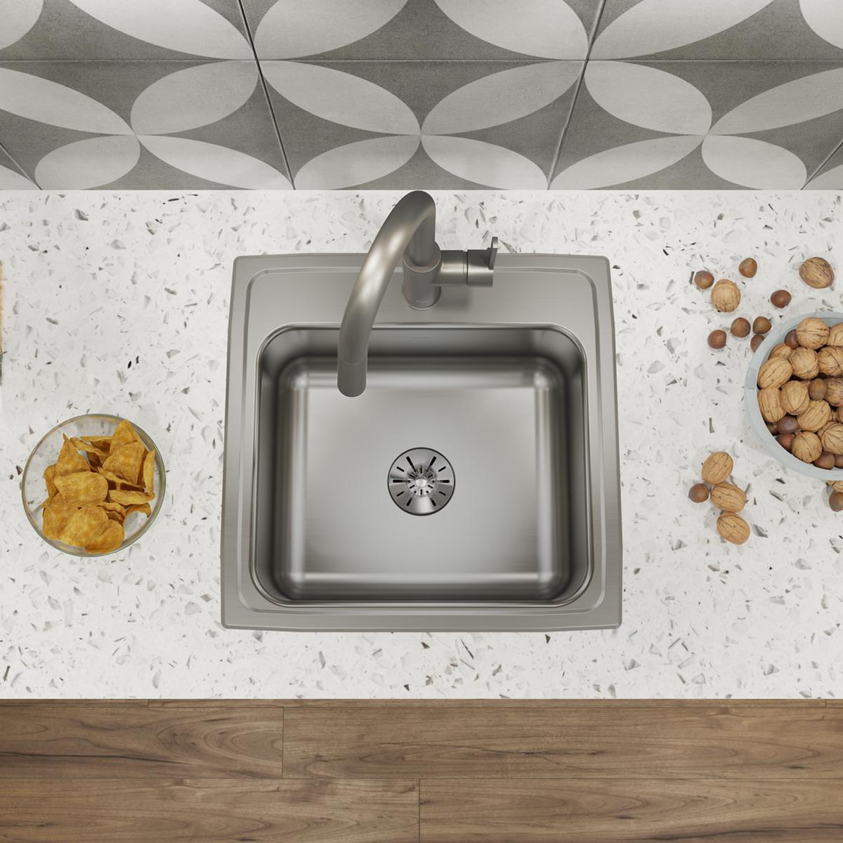 Elkay Lustertone Classic Stainless Steel 19-1/2" x 19" x 7-1/2", Single Bowl Drop-in Sink with Perfect Drain LR1919PD1