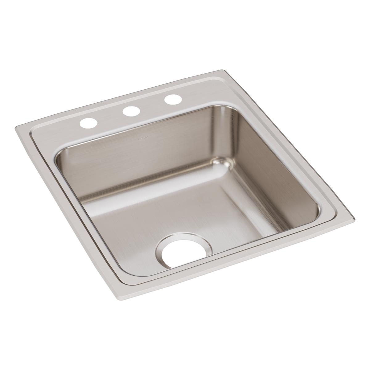 Elkay Lustertone Classic Stainless Steel 19-1/2" x 22" x 7-5/8", 3-Hole Single Bowl Drop-in Sink LR20223