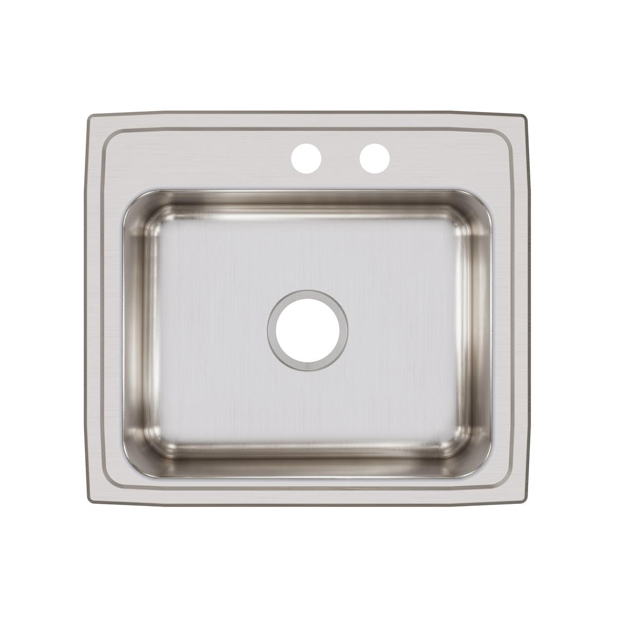 Elkay Lustertone Classic Stainless Steel 22" x 19-1/2" x 7-5/8", MR2-Hole Single Bowl Drop-in Sink LR2219MR2