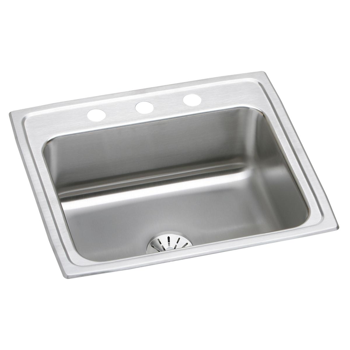Elkay Lustertone Classic Stainless Steel 22" x 19-1/2" x 7-5/8", 4-Hole Single Bowl Drop-in Sink with Perfect Drain LR2219PD4