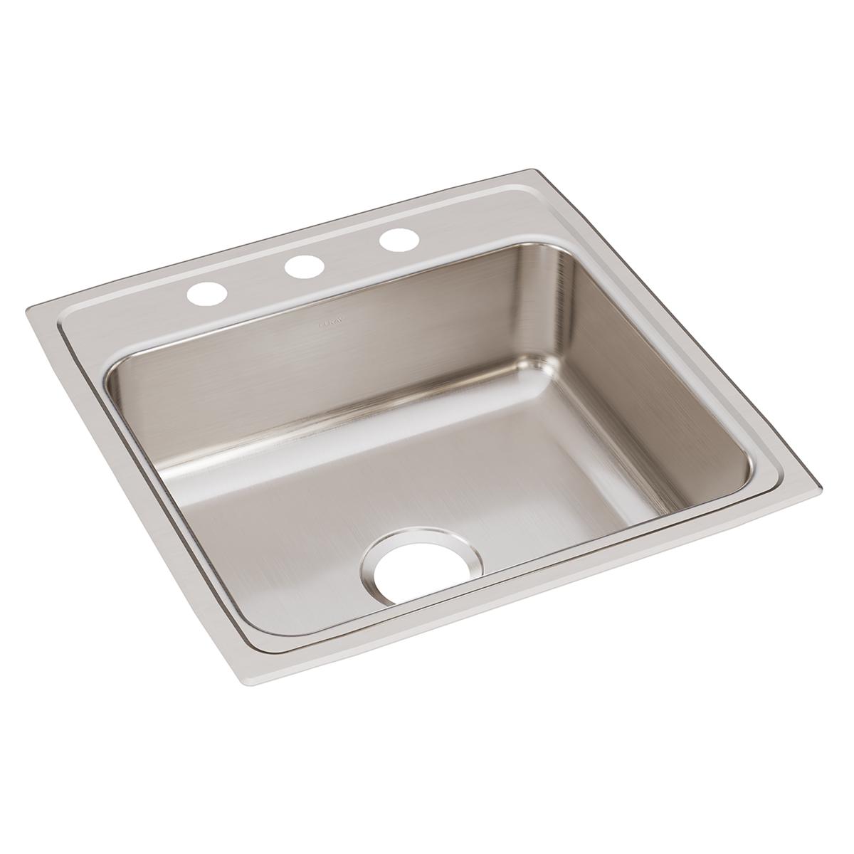 Elkay Lustertone Classic Stainless Steel 22" x 22" x 7-5/8", Single Bowl Drop-in Sink LR22223