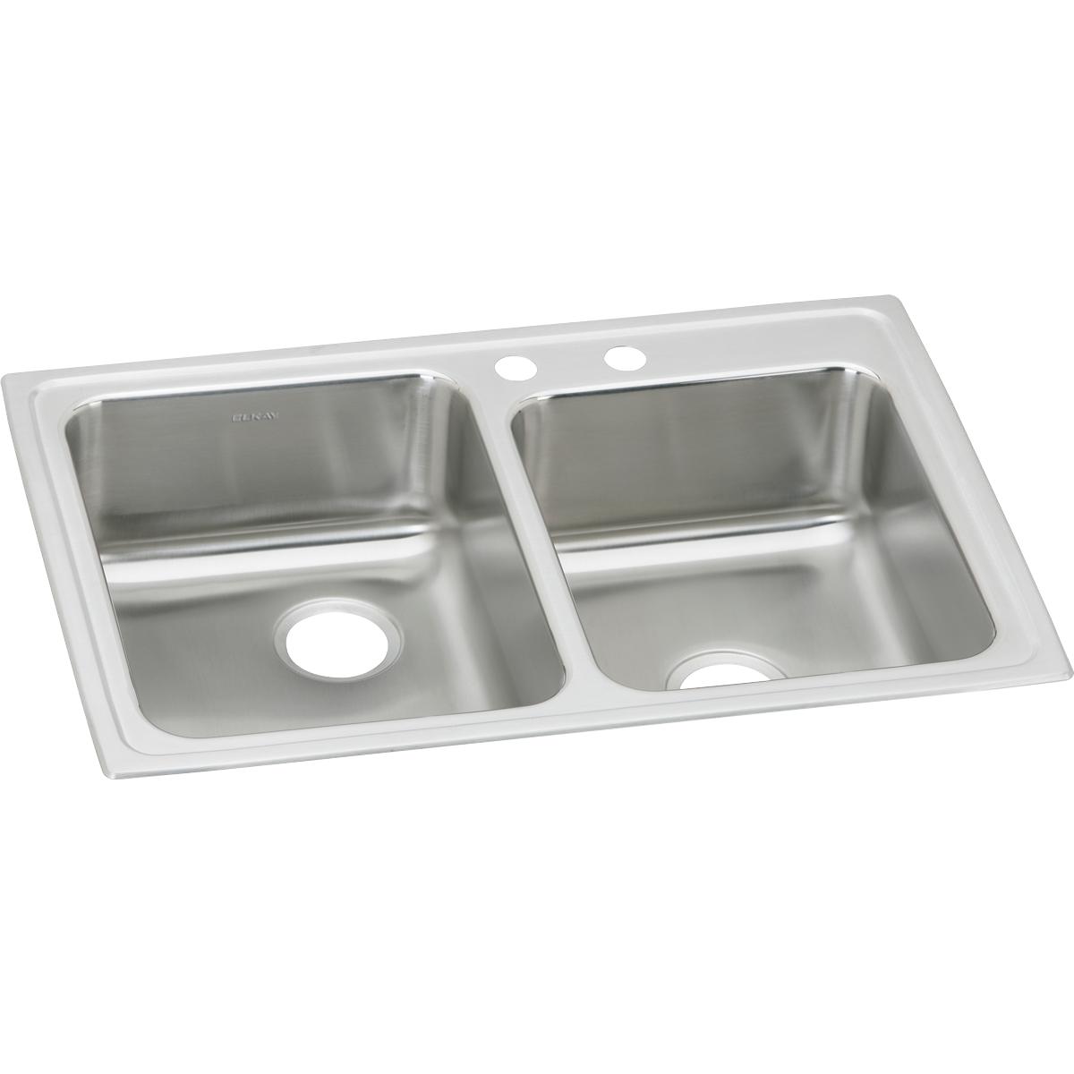 Elkay Lustertone Classic Stainless Steel 33" x 22" x 7-7/8", Offset Double Bowl Drop-in Sink LR2502