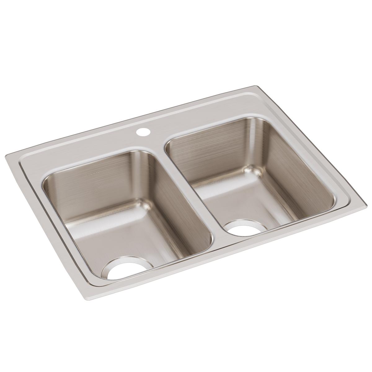 Elkay Lustertone Classic Stainless Steel 25" x 19-1/2" x 7-5/8", Equal Double Bowl Drop-in Sink LR25191