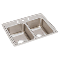 Elkay Lustertone Classic Stainless Steel 25" x 19-1/2" x 7-5/8", 3-Hole Equal Double Bowl Drop-in Sink LR25193