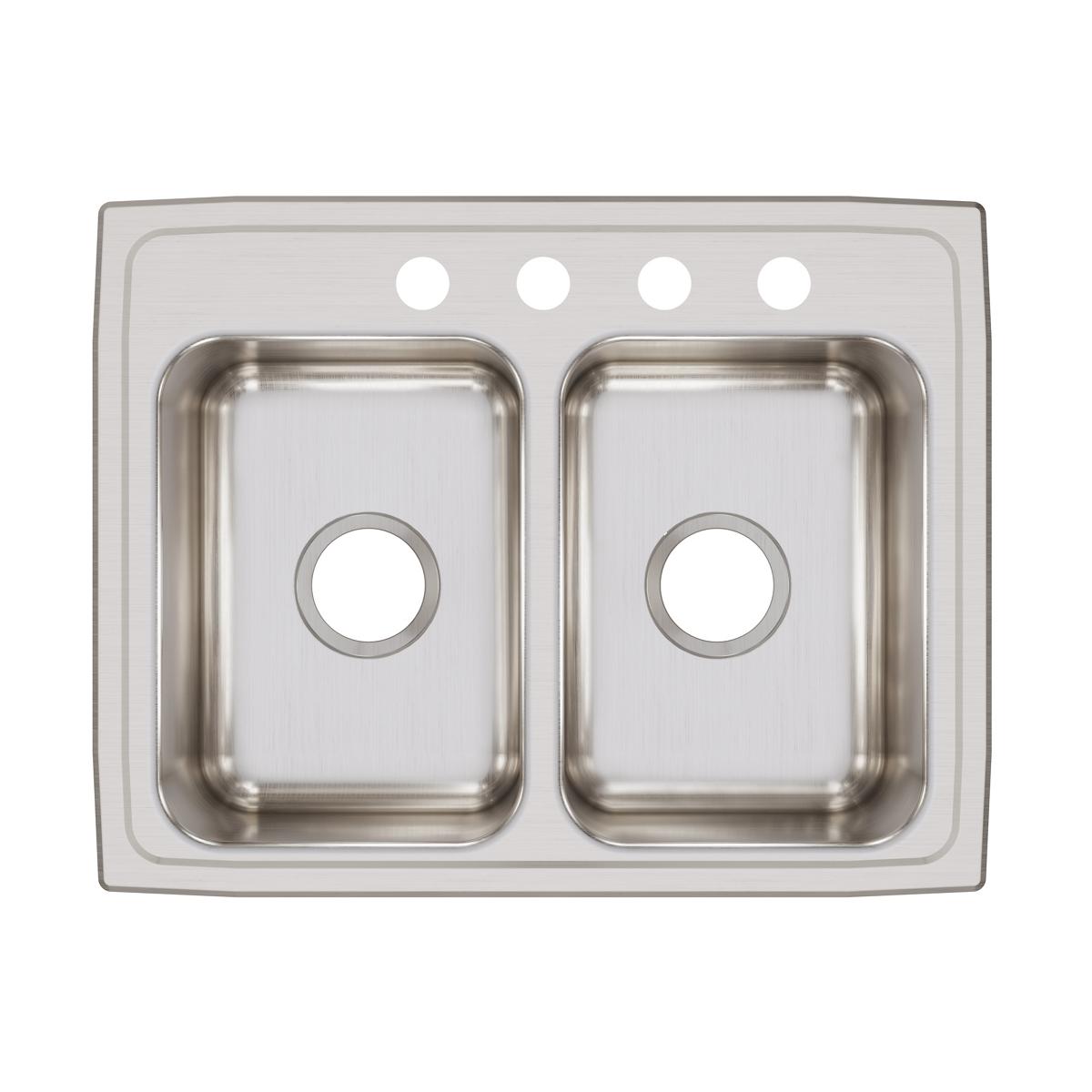 Elkay Lustertone Classic Stainless Steel 25" x 19-1/2" x 7-5/8", Equal Double Bowl Drop-in Sink LR25194