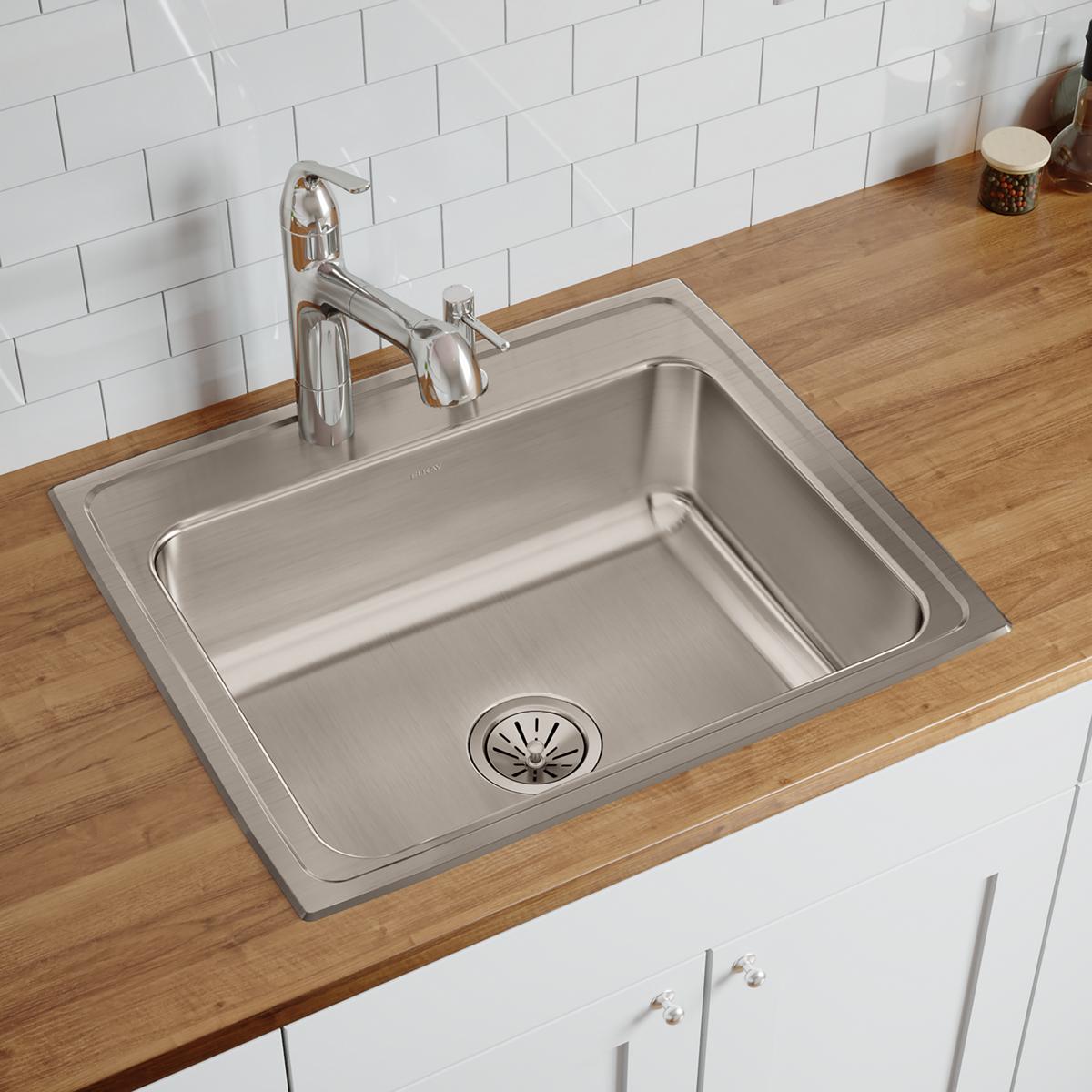 Elkay Lustertone Classic Stainless Steel 25" x 21-1/4" x 7-7/8", 2-Hole Single Bowl Drop-in Sink LR25212