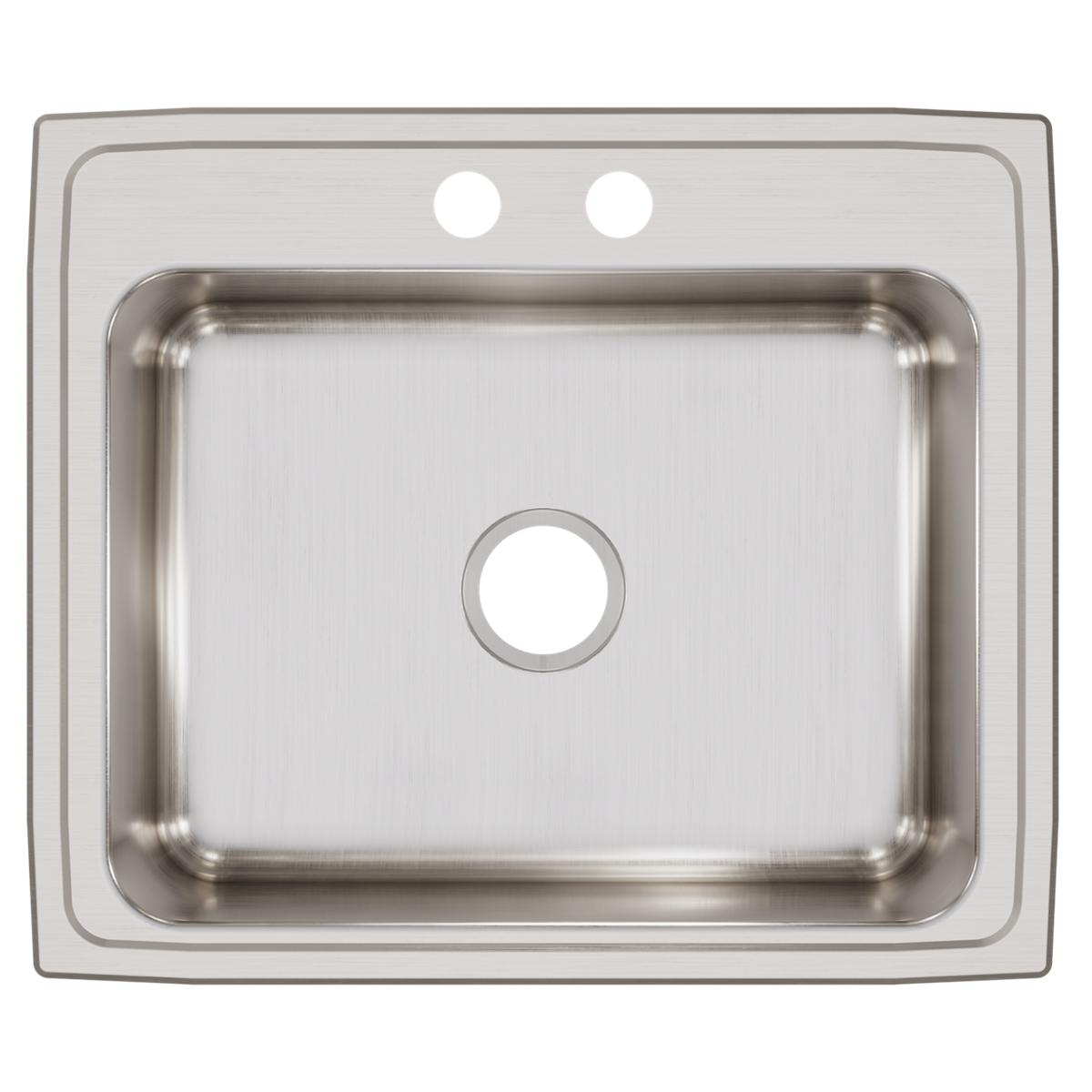 Elkay Lustertone Classic Stainless Steel 25" x 21-1/4" x 7-7/8", 2-Hole Single Bowl Drop-in Sink LR25212