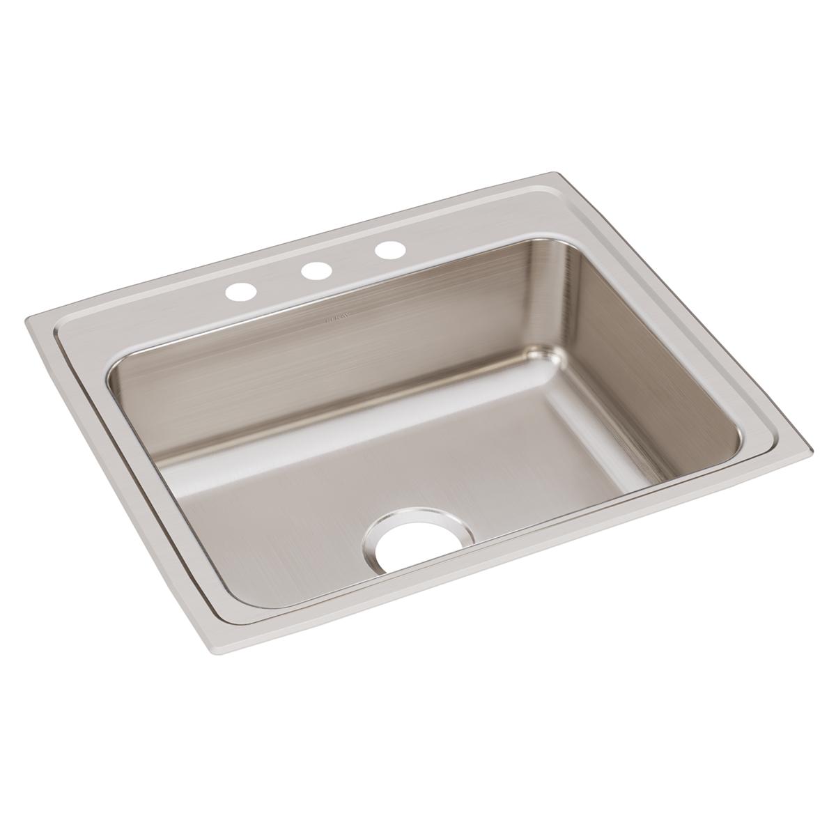 Elkay Lustertone Classic Stainless Steel 25" x 21-1/4" x 7-7/8", 3-Hole Single Bowl Drop-in Sink LR25213