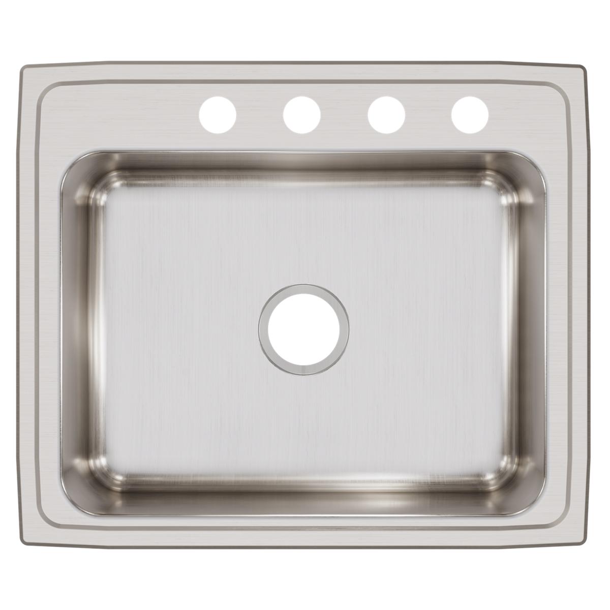 Elkay Lustertone Classic Stainless Steel 25" x 21-1/4" x 7-7/8", 4-Hole Single Bowl Drop-in Sink LR25214