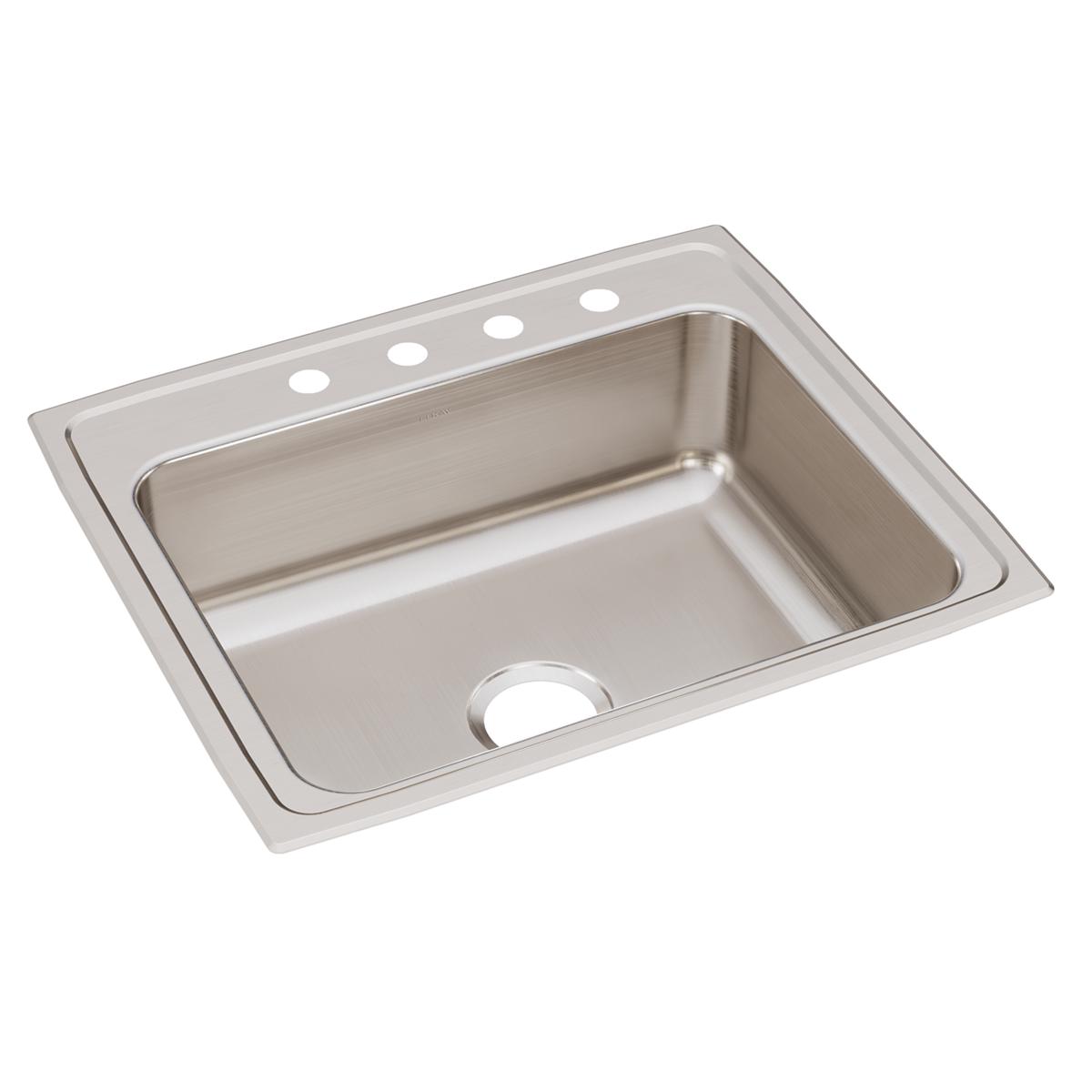 Elkay Lustertone Classic Stainless Steel 25" x 21-1/4" x 7-7/8", 4-Hole Single Bowl Drop-in Sink LR25214