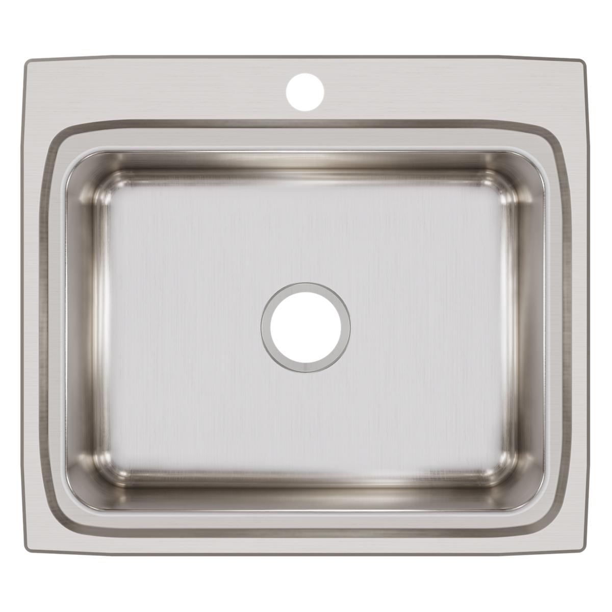 Elkay Lustertone Classic Stainless Steel 25" x 22" x 8-1/8", 1-Hole Single Bowl Drop-in Sink LR25221