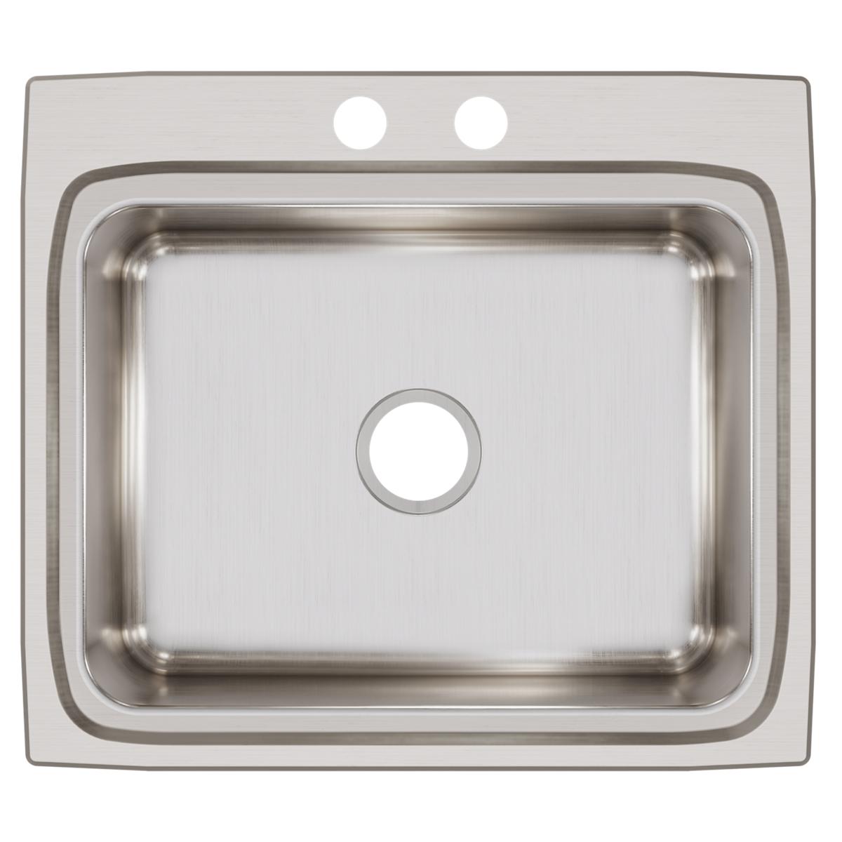 Elkay Lustertone Classic Stainless Steel 25" x 22" x 8-1/8", 2-Hole Single Bowl Drop-in Sink LR25222