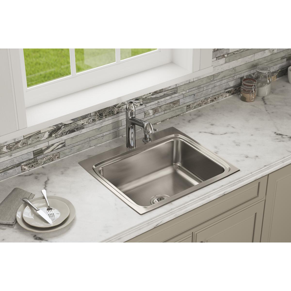 Elkay Lustertone Classic Stainless Steel 25" x 22" x 8-1/8", Single Bowl Drop-in Sink LR25224