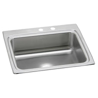 Elkay Lustertone Classic Stainless Steel 25" x 22" x 8-1/8", MR2-Hole Single Bowl Drop-in Sink LR2522MR2