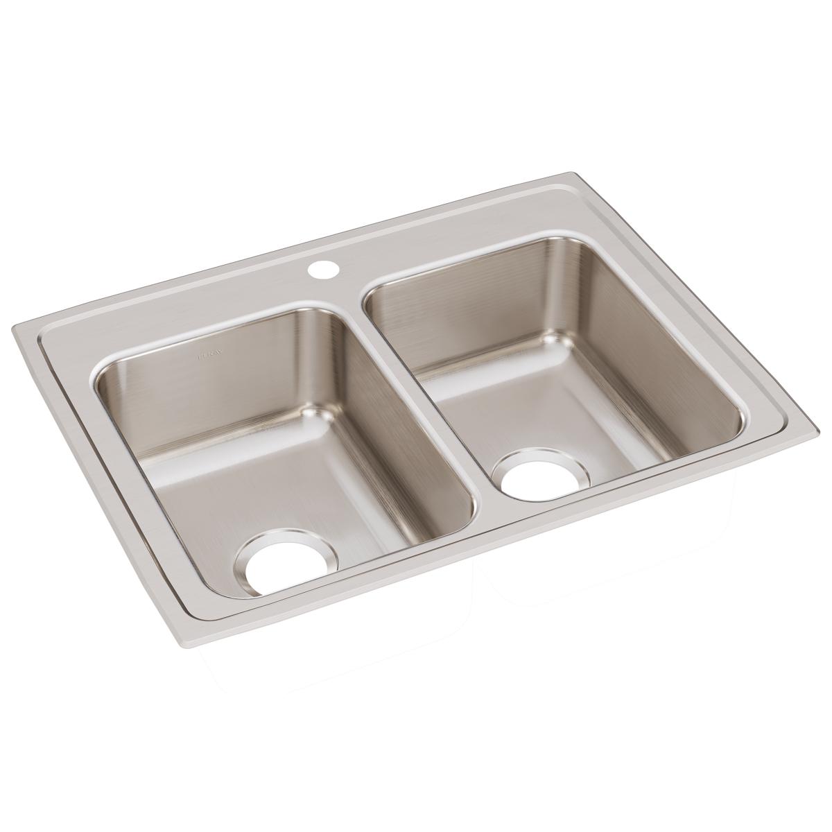 Elkay Lustertone Classic Stainless Steel 29" x 22" x 7-5/8", Equal Double Bowl Drop-in Sink LR29221