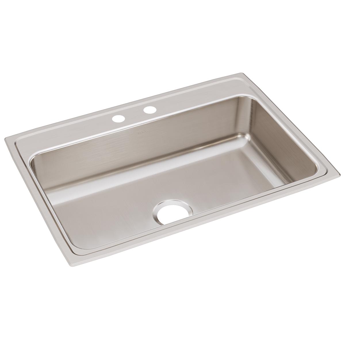Elkay Lustertone Classic Stainless Steel 31" x 22" x 7-5/8", 2-Hole Single Bowl Drop-in Sink LR31222