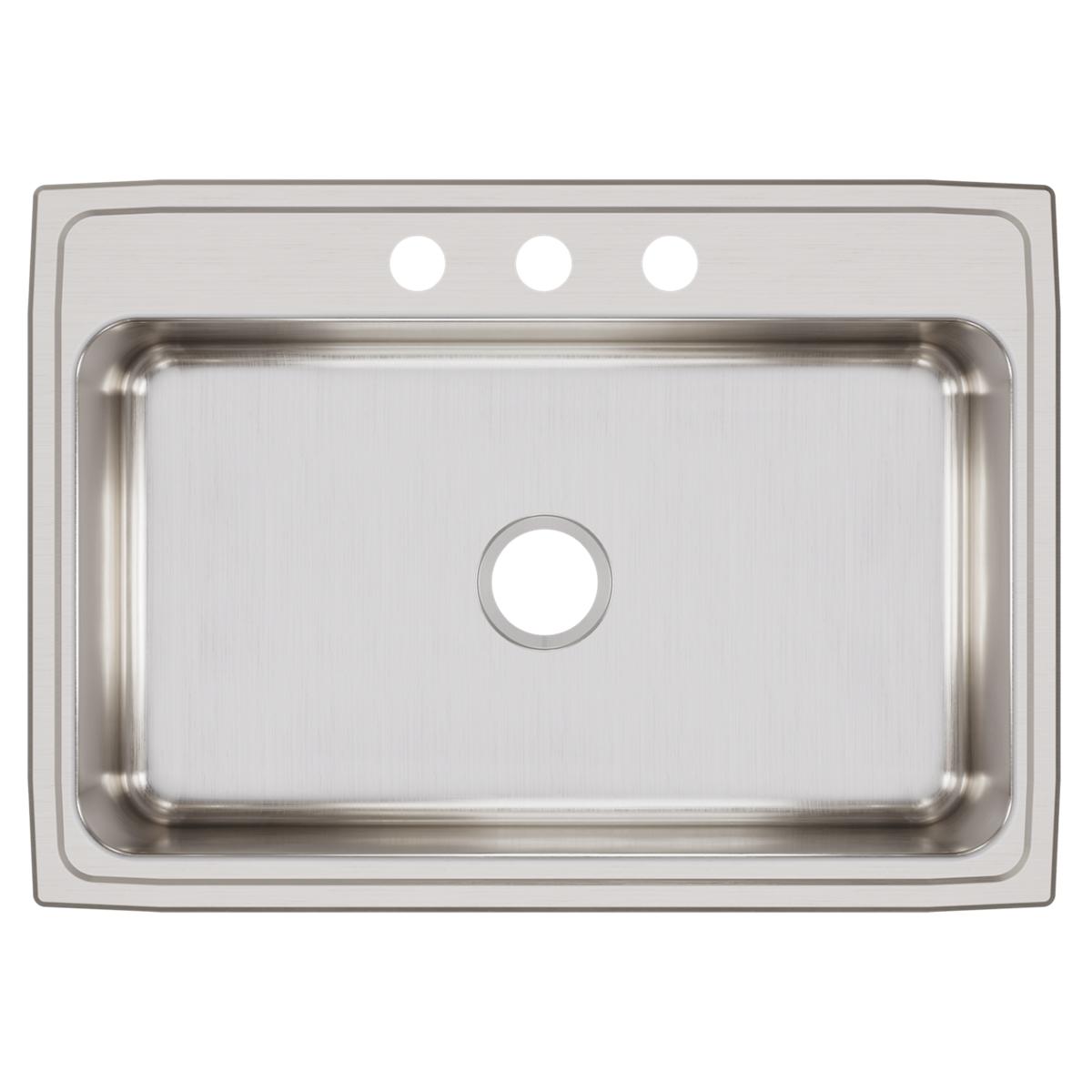 Elkay Lustertone Classic Stainless Steel 31" x 22" x 7-5/8", 3-Hole Single Bowl Drop-in Sink LR31223