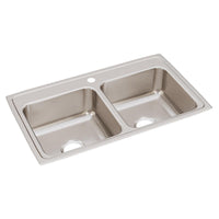 Elkay Lustertone Classic Stainless Steel 33" x 19-1/2" x 7-5/8", 1-Hole Equal Double Bowl Drop-in Sink LR33191