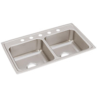 Elkay Lustertone Classic Stainless Steel 33" x 19-1/2" x 7-5/8", 5-Hole Equal Double Bowl Drop-in Sink LR33195