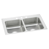 Elkay Lustertone Classic Stainless Steel 33" x 21-1/4" x 7-7/8", 3-Hole Equal Double Bowl Drop-in Sink LR33213